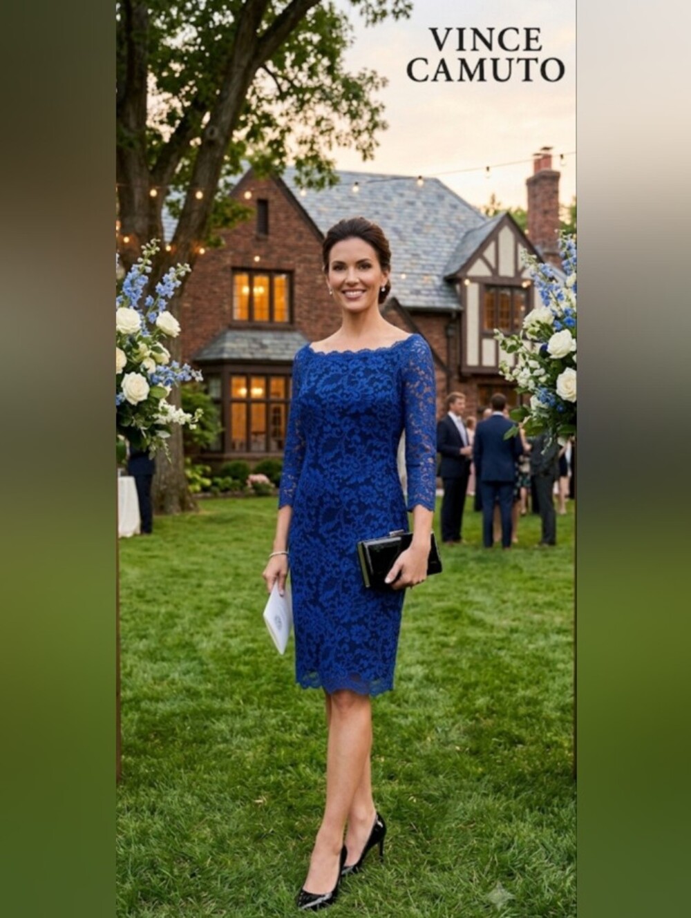 VINCE CAMUTO Beautiful Royle Blue Lace Midi Dress!!!